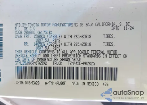 2024 Toyota Tacoma Trd Sport z USA, uszkodzony, nr VIN 3TMLB5JNXRM076592